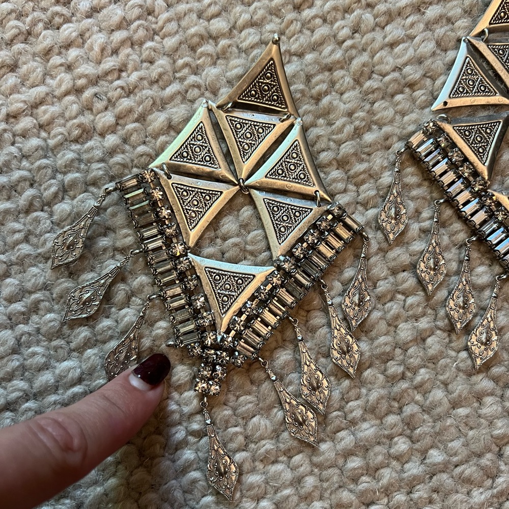 Dylanlex Geometric Silver Statement Earrings - image 3
